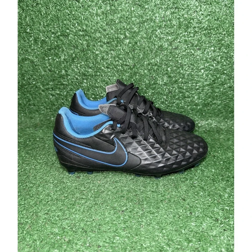 Nike Tiempo Legend 8 Size 4.5 Academy FG/MG Soccer Cleats Black Blue‎ AT6107-090